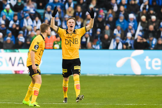 Simen Kind Mikalsen of Lillestrøm celebrates the 1-0 goal