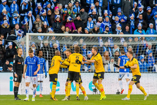 Mats Haakenstad of Lillestrøm celebrates with his teammates