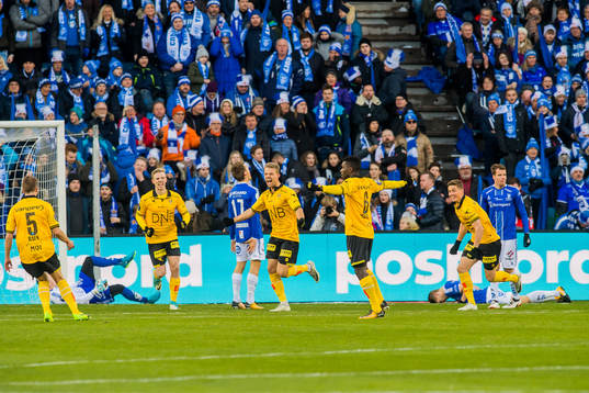 Mats Haakenstad of Lillestrøm celebrates with his teammates