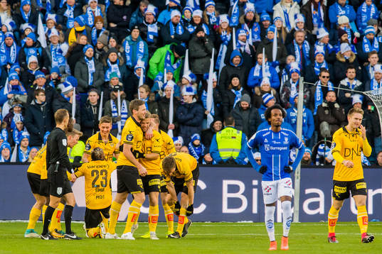 Mats Haakenstad of Lillestrøm celebrates with his teammates