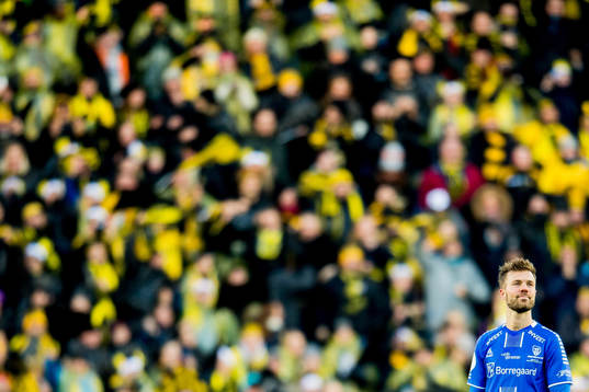 Patrick Mortensen of Sarpsborg 08 looks dejected