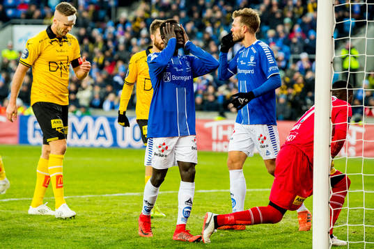 Krepin Diatta of Sarpsborg 08 looks dejected