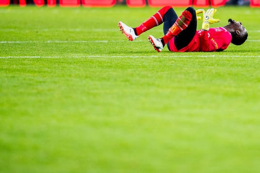 Goalkeeper Arnold Origi of Lillestrøm celebrates at the