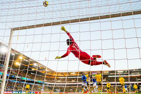 Goalkeeper Arnold Origi of Lillestrøm makes a save