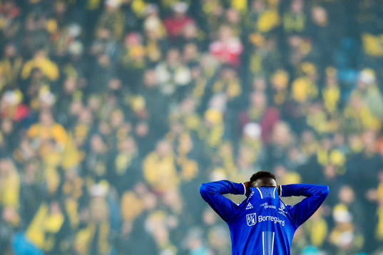 Krepin Diatta of Sarpsborg 08 looks dejected losing the cup