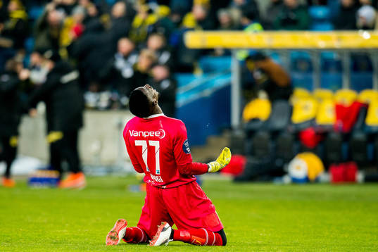 Goalkeeper Arnold Origi of Lillestrøm celebrates