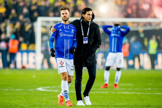 Patrick Mortensen of Sarpsborg 08 looks dejected losing the