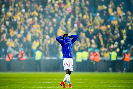 Krepin Diatta of Sarpsborg 08 looks dejected losing the cup