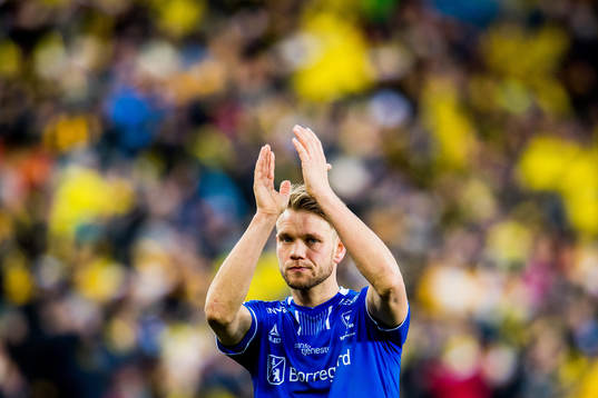 Ole Jørgen Halvorsen of Sarpsborg 08 looks dejected losing