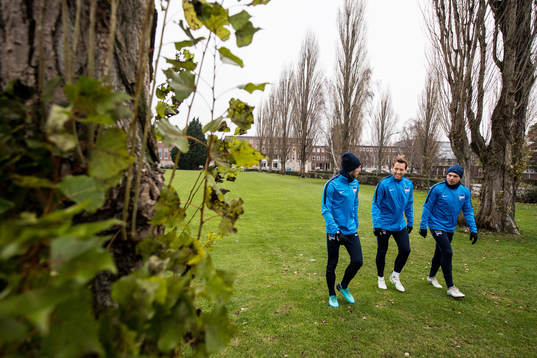Hertha Berlins Fabian Lustenberger, Julian Schieber och