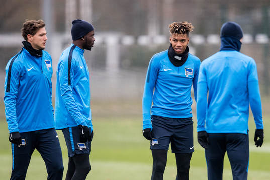 Hertha Berlins Niklas Stark, Jordan Torunarigha och Sidney