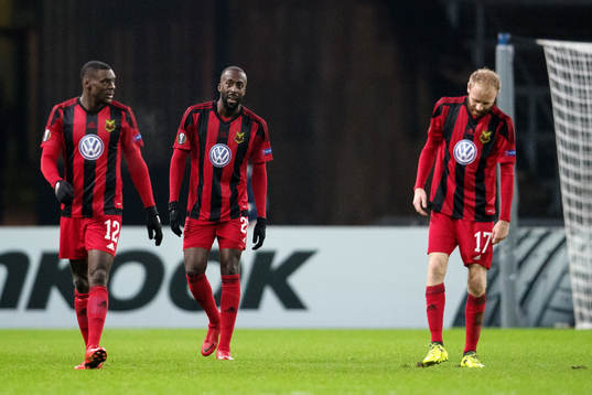 Östersunds Ken Sema, Ronald Mukiibi och Curtis Edwards