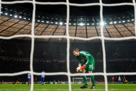 Hertha Berlins målvakt Jonathan Klinsmann