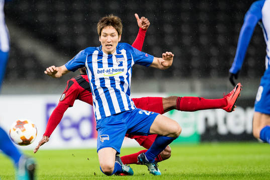 Hertha Berlins Genki Haraguchi faller