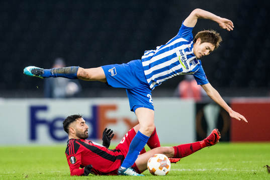 Hertha Berlins Genki Haraguchi faller