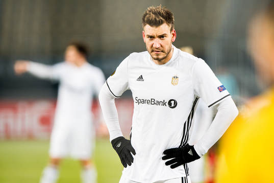 Nicklas Bendtner of Rosenborg prepares for a penalty kick