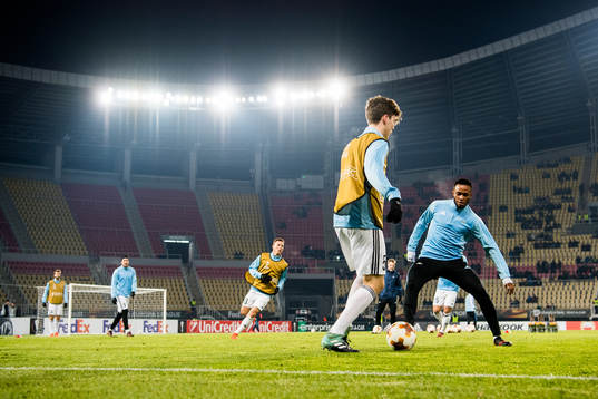 Jacob Rasmussen and Samuel Adegbenro of Rosenborg