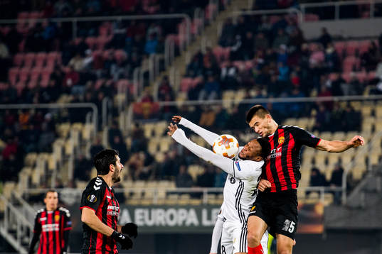 Samuel Adegbenro of Rosenborg and Visar Musliu of FK Vardar
