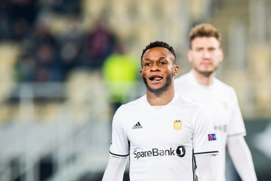 Samuel Adegbenro and Nicklas Bendtner of Rosenborg
