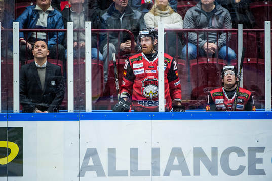 Malmö Redhawks Jens Olsson och Lukas Haudum i