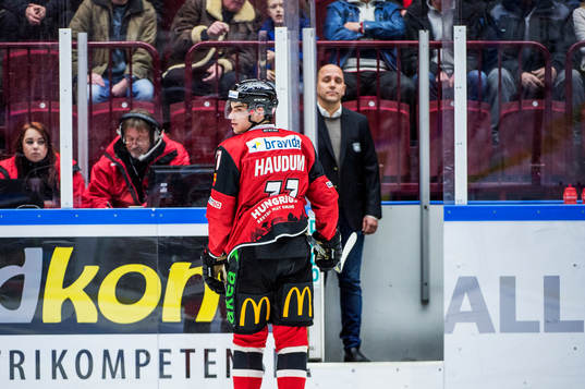 Malmö Redhawks Lukas Haudum på väg ut till