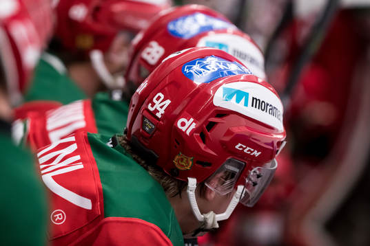 Hjälm Moras Sebastian Hartmann  i ishockeymatchen i SHL