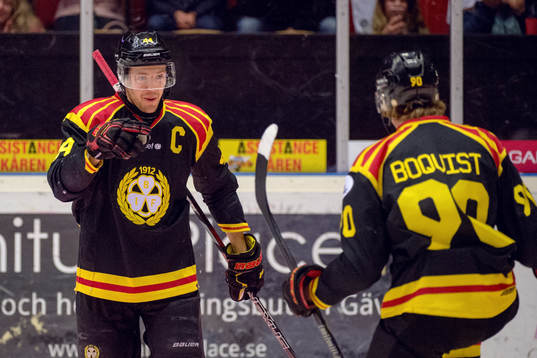 Brynäs Jacob Blomqvist och Jesper Boqvist jublar