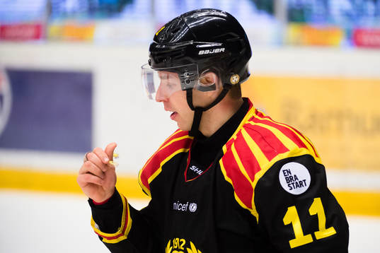 171209 Brynäs Kevin Clark har ont
