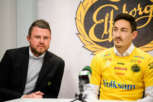 Elfsborgs manager Jimmy Thelin och nyförvärv Stefan