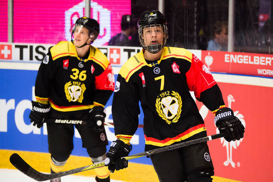 Adam Boqvist of Brynäs prior the CHL game between Brynäs