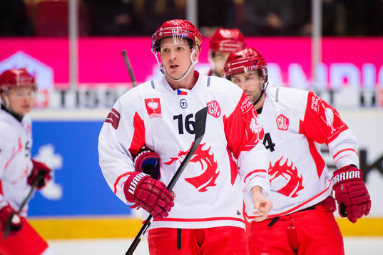 Daniel Rakos of Ocelari Trinec celebrates the 0-1 goal by