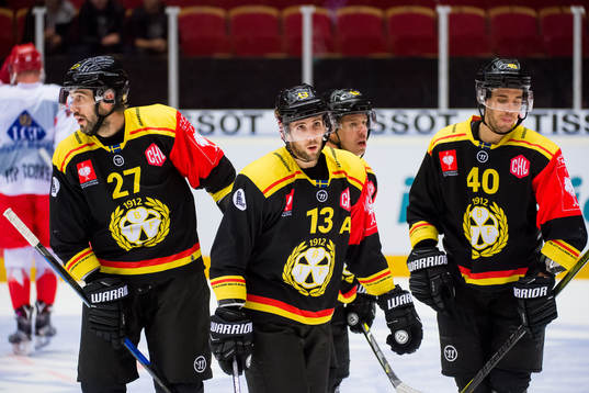 Drew Miller, Ryan Gunderson and Jesper Jensen of Brynäs