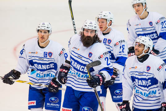 Jeremy Romand of France celebrates with his teammates