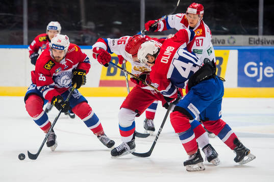 during the MECA Hockey Games match between Norway and Russia