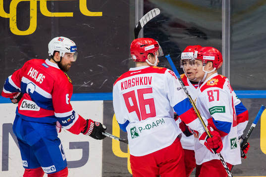 Andrei Kuzemnko of Russia celebrates with his temmates