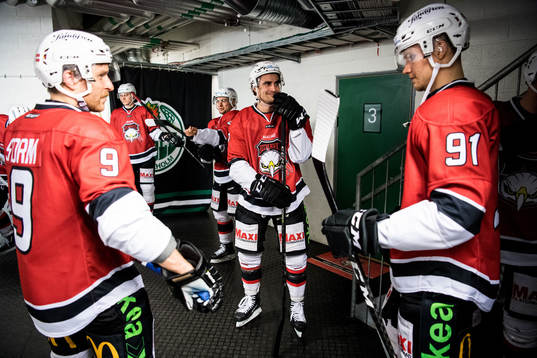 Malmö Redhawks Frederik Storm, Nils Andersson och Max