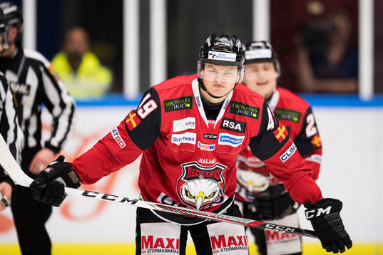 Malmö Redhawks Rhett Rakhshani grimaserar