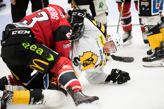 Malmö Redhawks Christoffer Forsberg i slagsmål mot