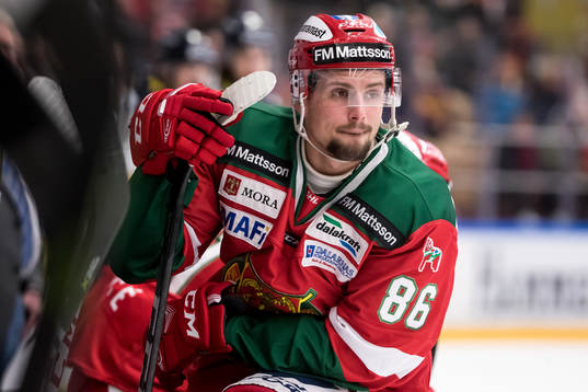 Moras Mathias Bromé  i ishockeymatchen i SHL mellan Mora