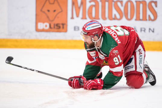 Moras Jacob Lagacé  i ishockeymatchen i SHL mellan Mora