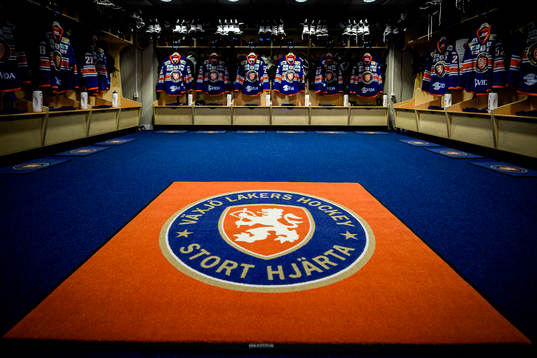 Växjös omklädningsrum före ishockeymatchen i SHL mellan