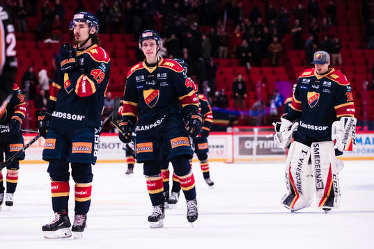 Djurgårdens David Bernhardt , Lukas Vejdemo och målvakt