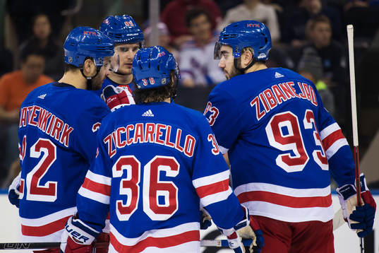 Rangers Kevin Shattenkirk, Pavel Buchnevich, Mats