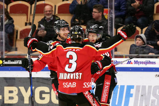 Luleås Einar Emanuelsson jublar med Anton Hedman