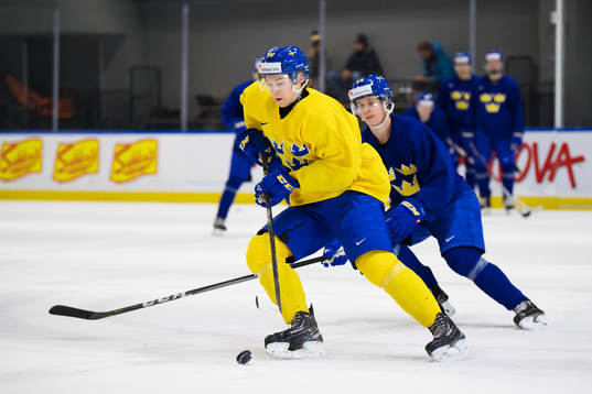 Marcus Davidsson och Elias Pettersson på Sveriges träning