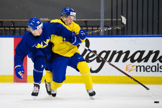 Alexander Nylander och Tim Söderlund på Sveriges träning