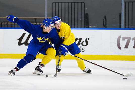 Alexander Nylander och Tim Söderlund på Sveriges träning