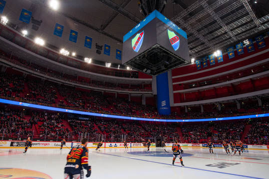 Djurgårdens spelare kommer in på isen