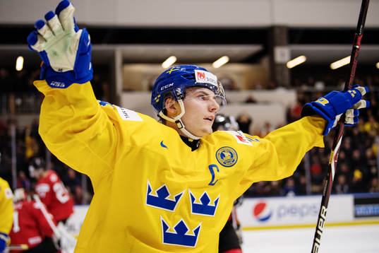 Sveriges Lias Andersson jublar