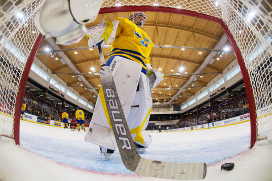Sveriges målvakt Filip Larsson deppar